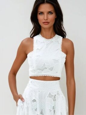 NWT INNOVARE DENIM Darija Sleeveless Flower Cutout Tank XL